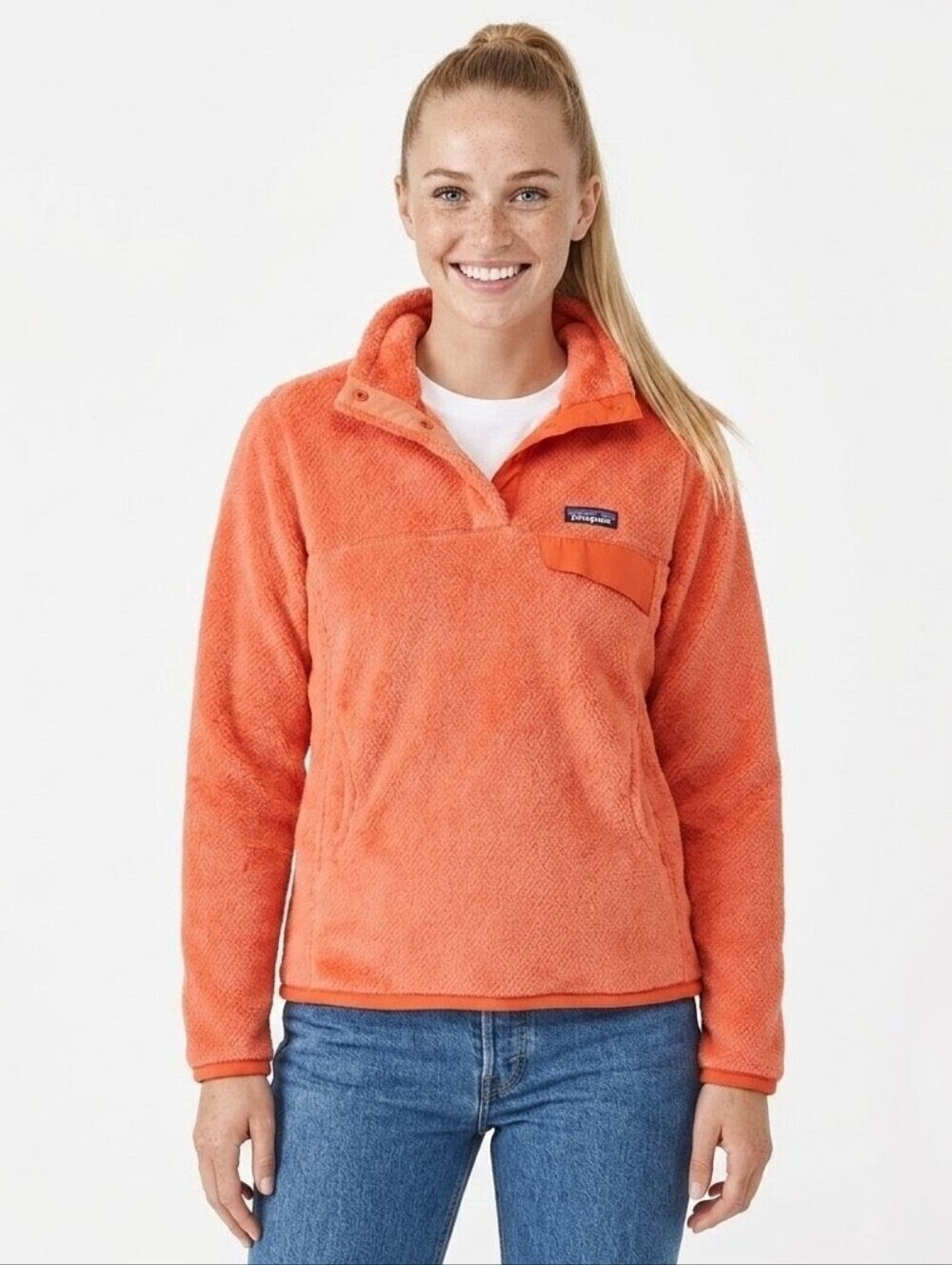 Patagonia Re-Tool Snap-T® Peach Sherbet - Monarch Orange X-Dye Pullover - Small